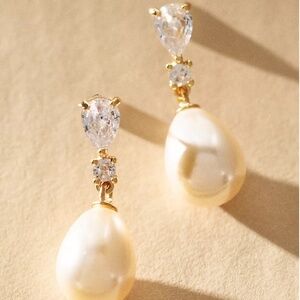 Studio Bride Crystal Stacked Pearl Drop Earrings